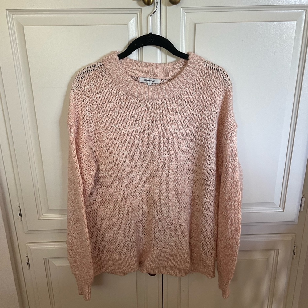 Madewell Baez Pullover Sweater Light Pink Wool Alpaca Chunky Open Knit XS